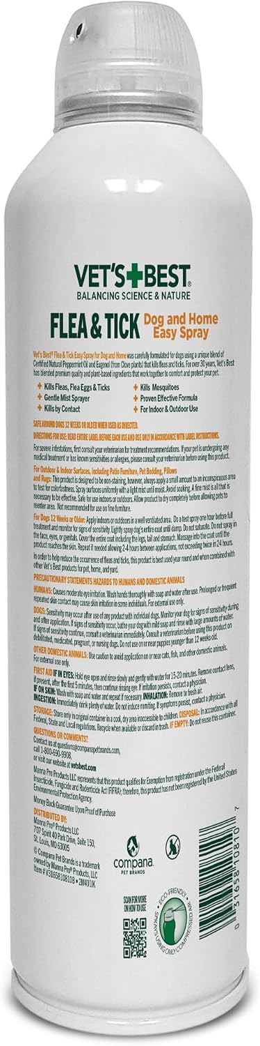 Indoor Flea & Tick Home Spray for Dogs, Plant-Based Spray, 32 oz