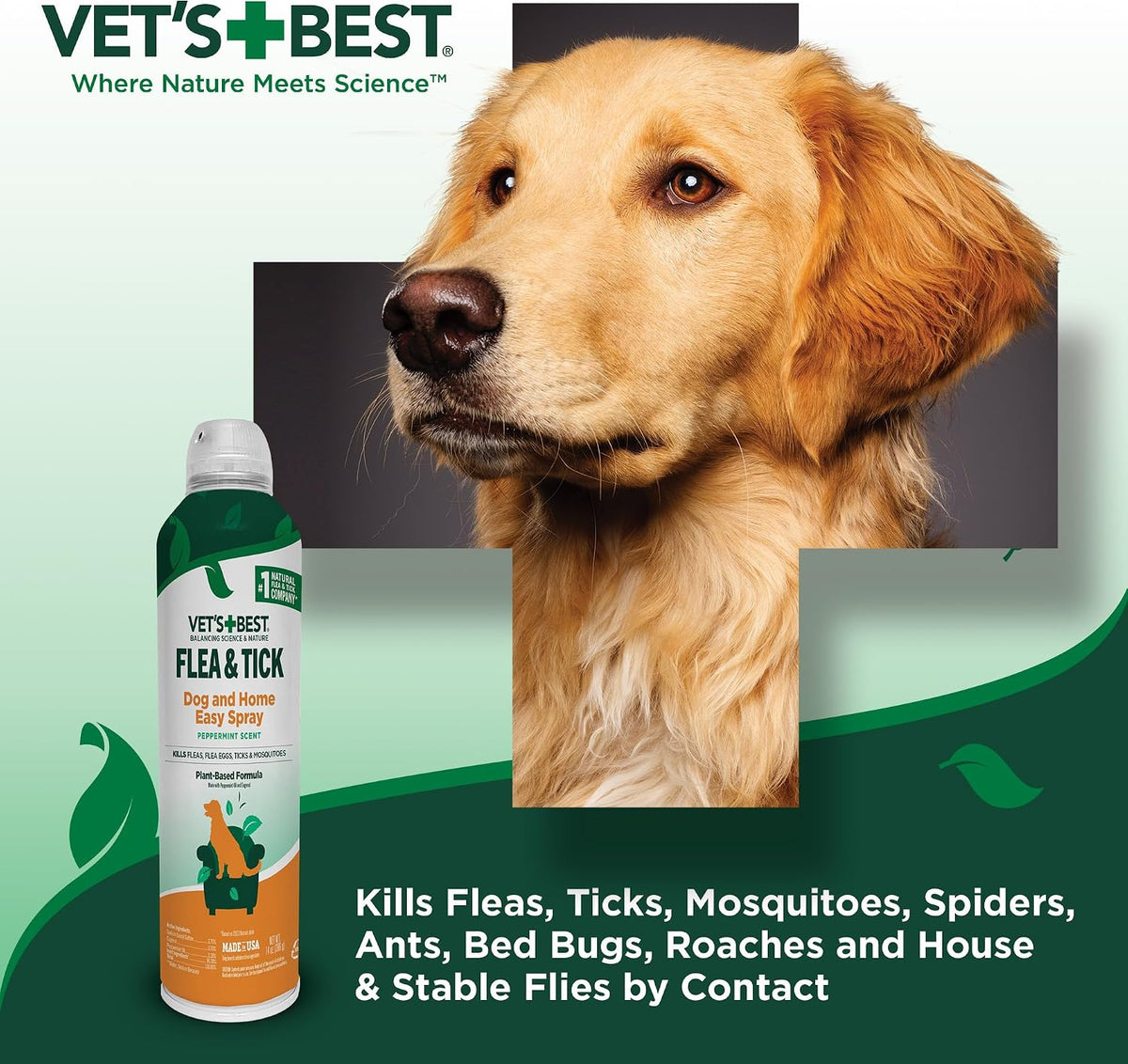 Indoor Flea & Tick Home Spray for Dogs, Plant-Based Spray, 32 oz