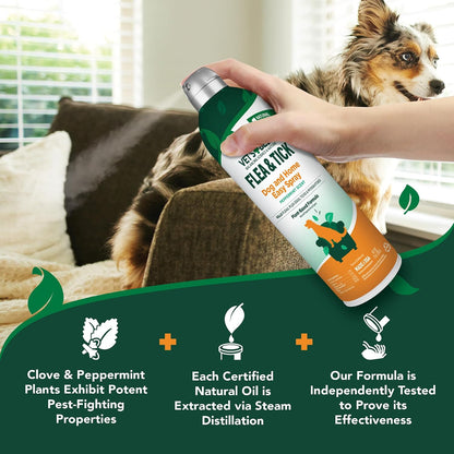 Indoor Flea & Tick Home Spray for Dogs, Plant-Based Spray, 32 oz