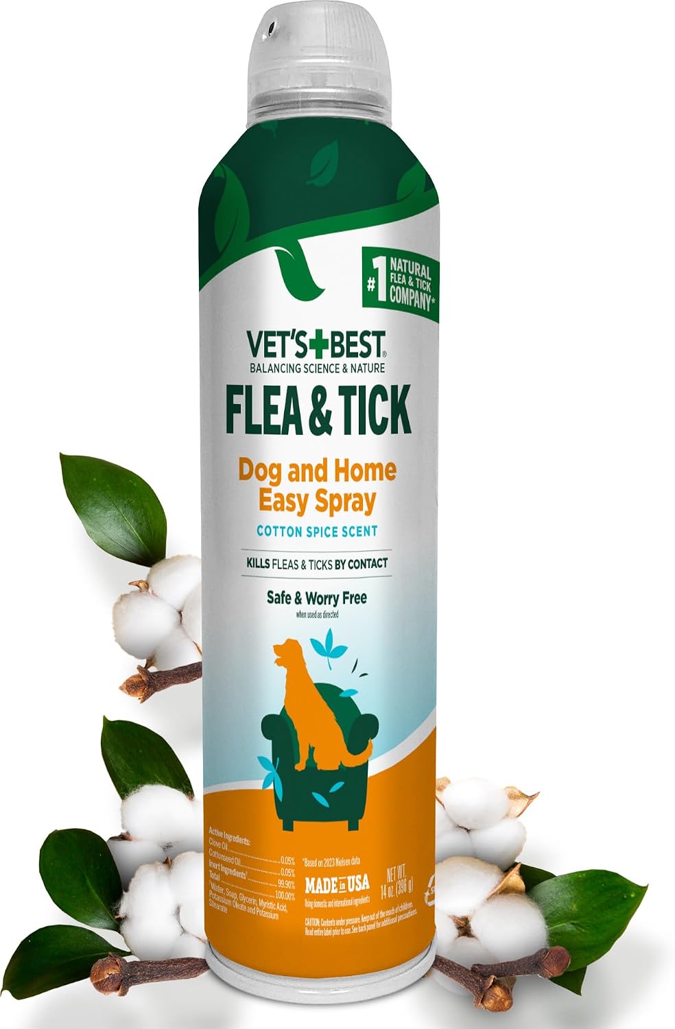 Indoor Flea & Tick Home Spray for Dogs, Plant-Based Spray, 32 oz