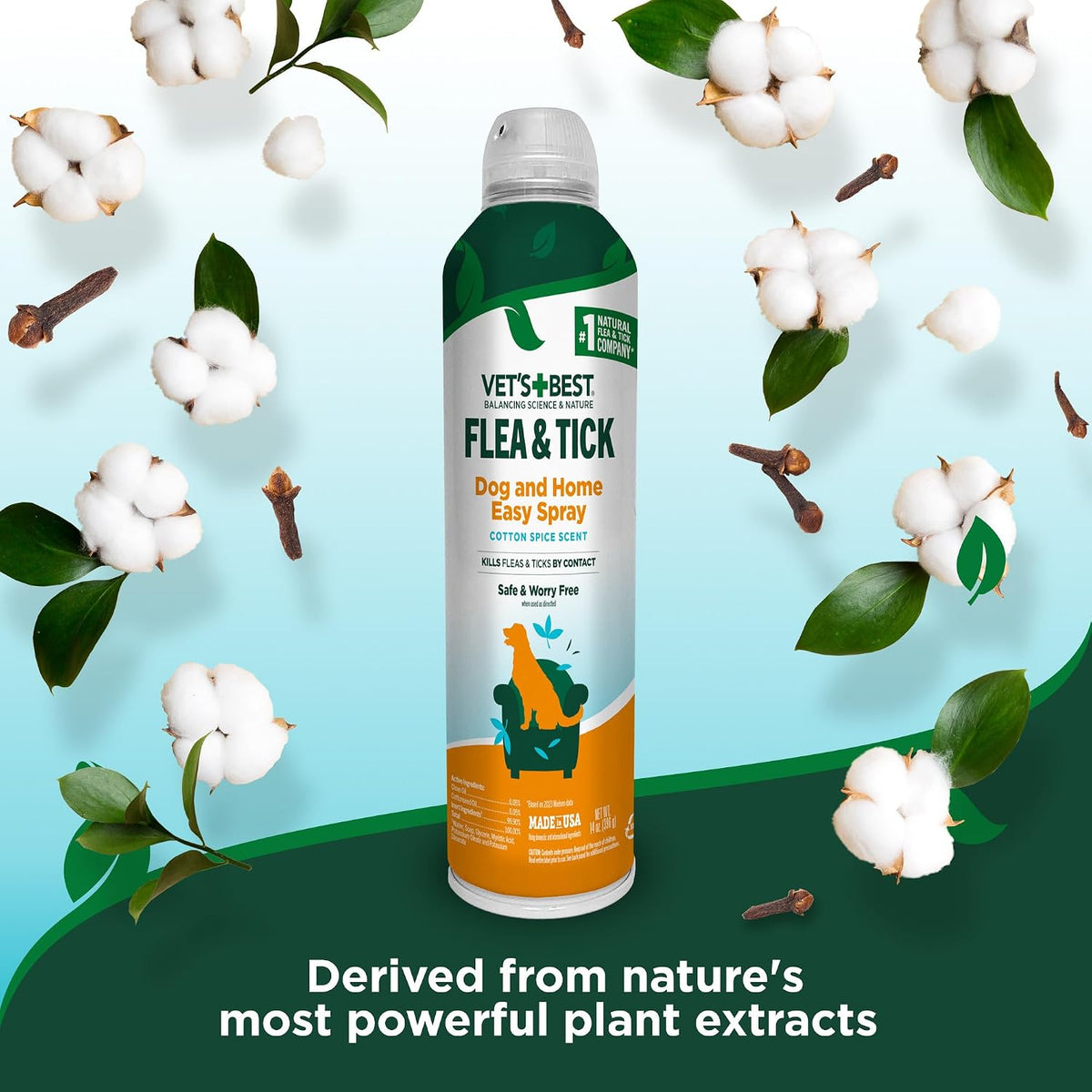 Indoor Flea & Tick Home Spray for Dogs, Plant-Based Spray, 32 oz