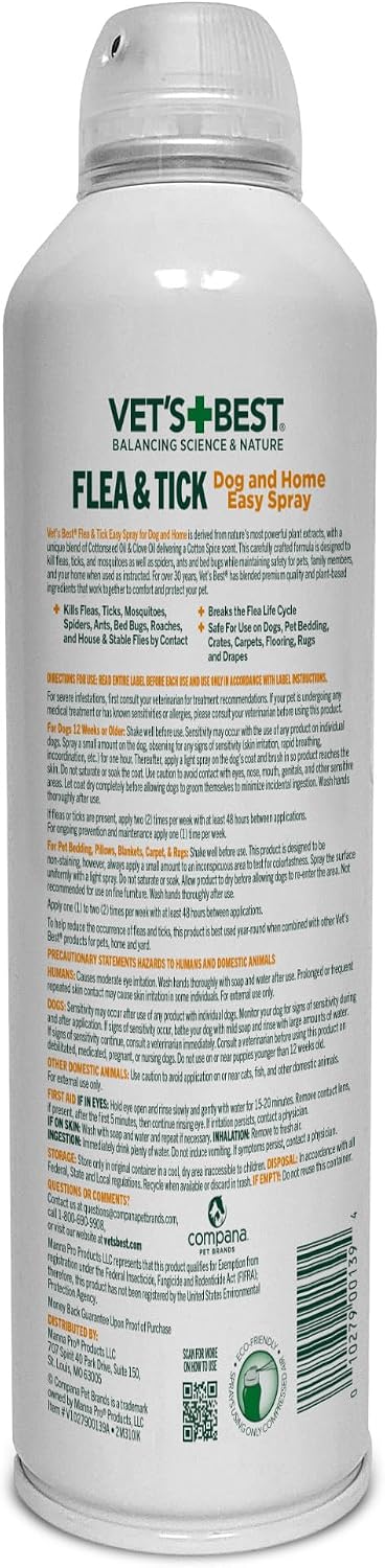 Indoor Flea & Tick Home Spray for Dogs, Plant-Based Spray, 32 oz