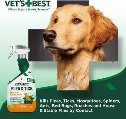 Indoor Flea & Tick Home Spray for Dogs, Plant-Based Spray, 32 oz