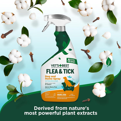 Indoor Flea & Tick Home Spray for Dogs, Plant-Based Spray, 32 oz