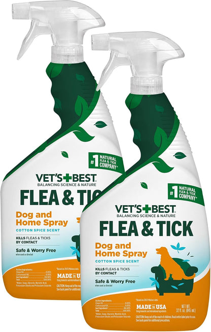 Indoor Flea & Tick Home Spray for Dogs, Plant-Based Spray, 32 oz