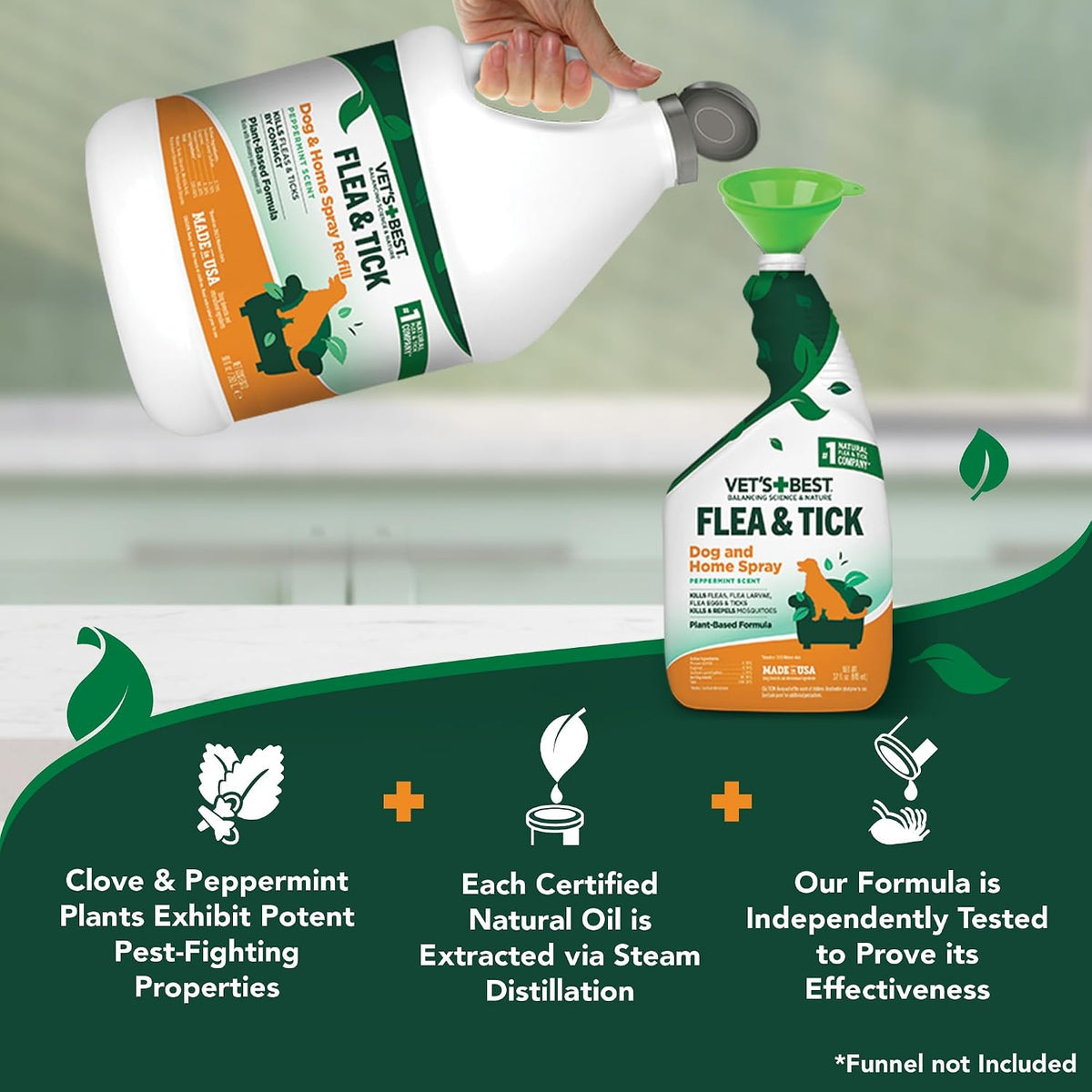 Indoor Flea & Tick Home Spray for Dogs, Plant-Based Spray, 32 oz