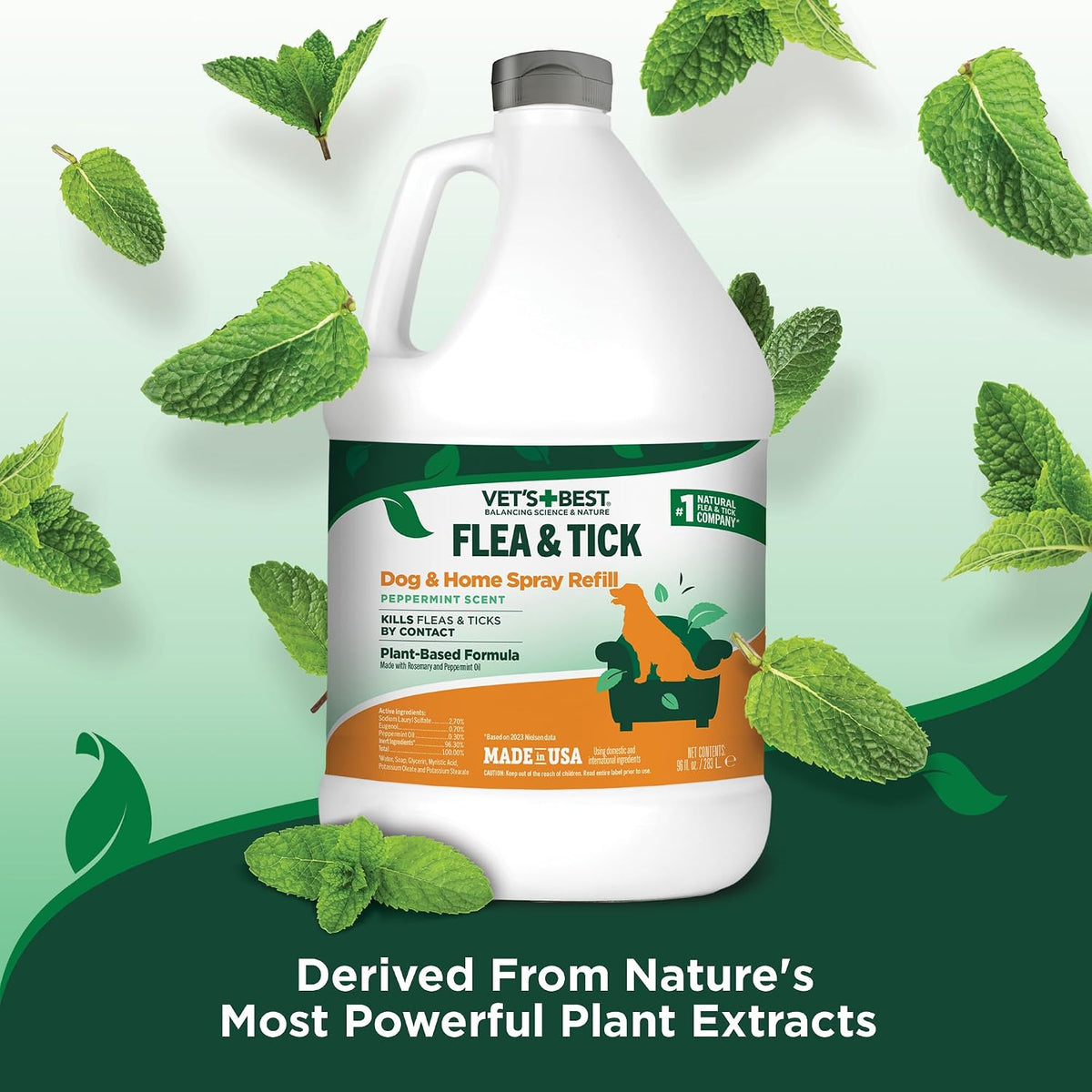 Indoor Flea & Tick Home Spray for Dogs, Plant-Based Spray, 32 oz