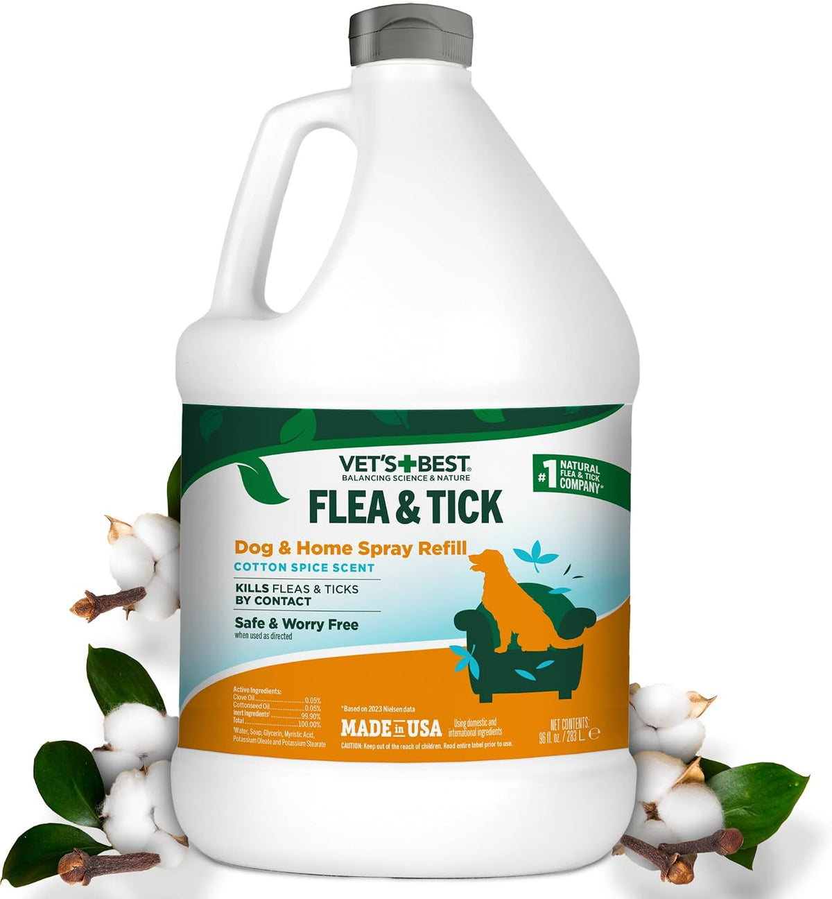 Indoor Flea & Tick Home Spray for Dogs, Plant-Based Spray, 32 oz