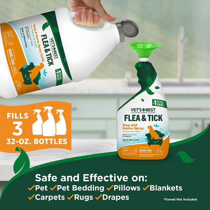 Indoor Flea & Tick Home Spray for Dogs, Plant-Based Spray, 32 oz