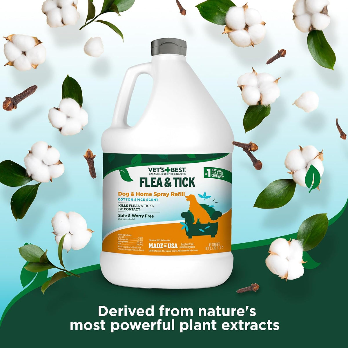 Indoor Flea & Tick Home Spray for Dogs, Plant-Based Spray, 32 oz