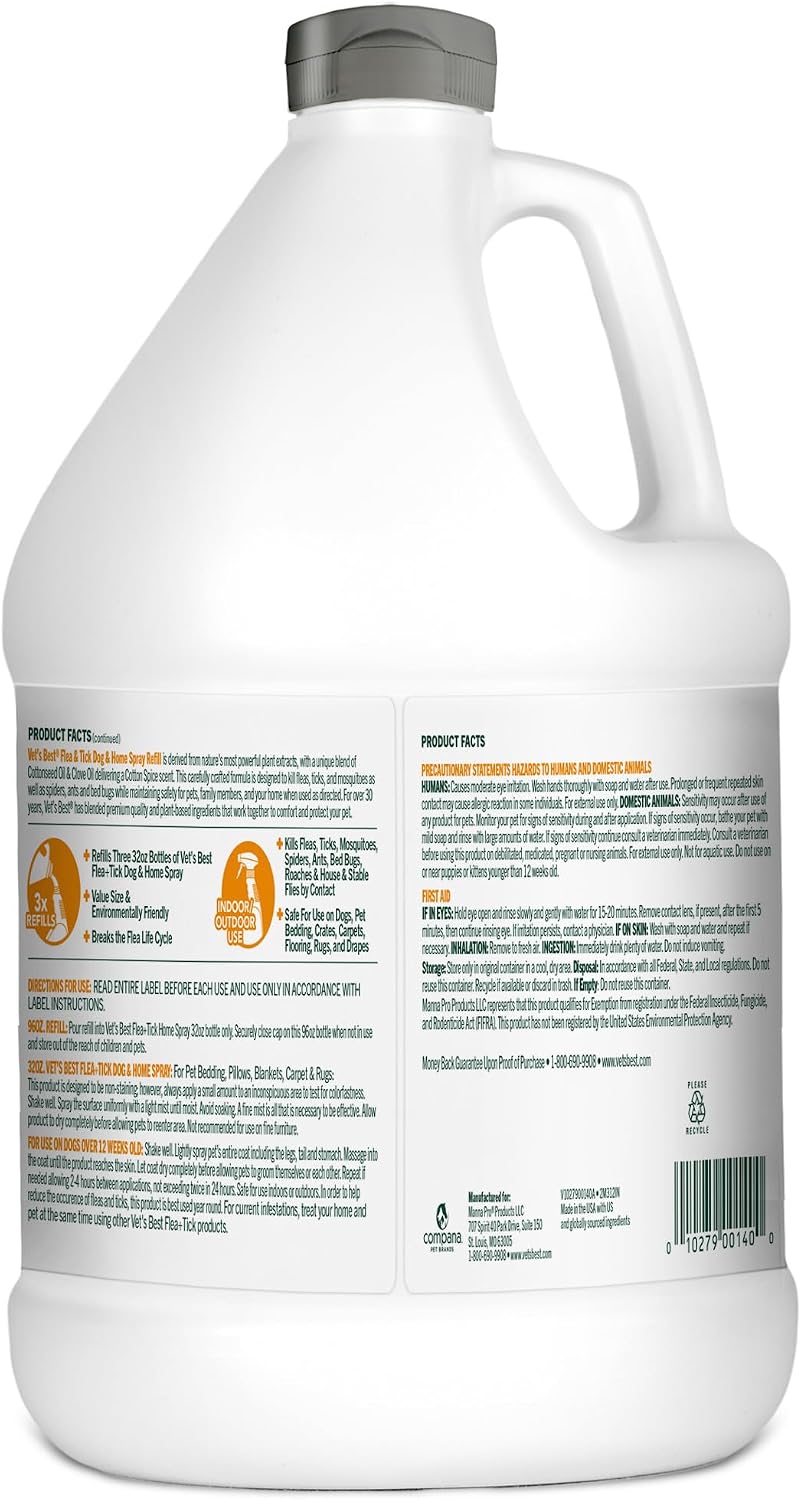 Indoor Flea & Tick Home Spray for Dogs, Plant-Based Spray, 32 oz