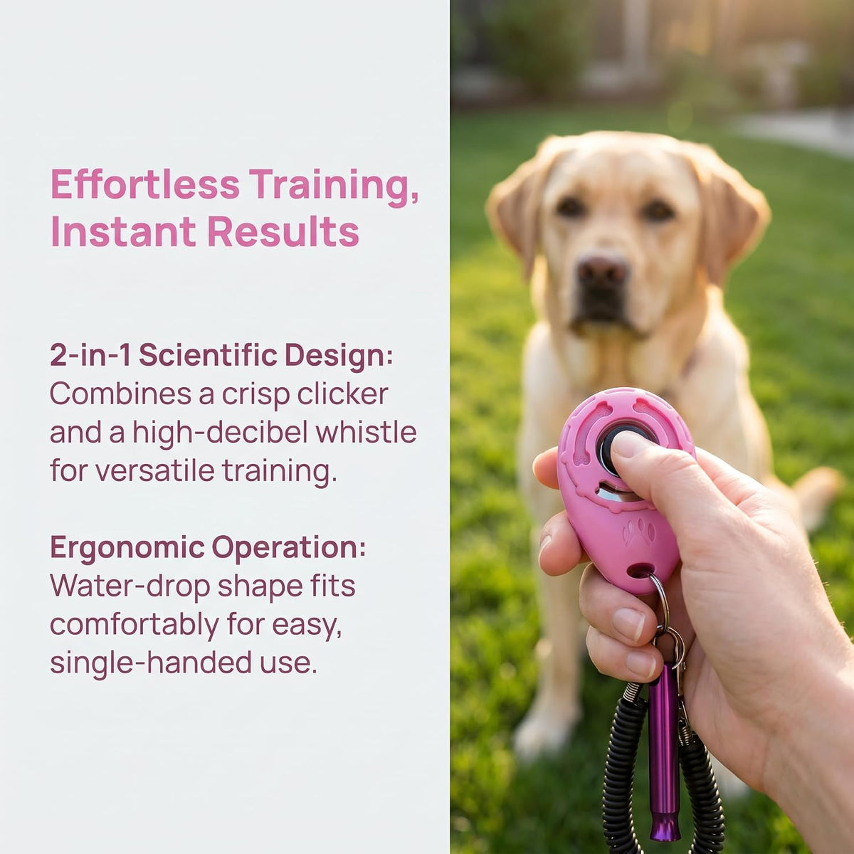 Dog Training Clicker, dog training & behavior aids, dog training kit (Pink)