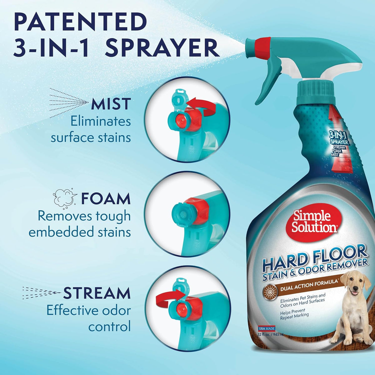Hard Floor Dog Stain & Odor Remover, Enzyme Cleaner, 32oz