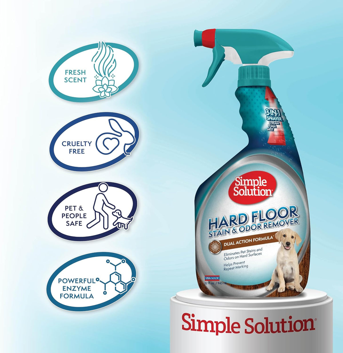 Hard Floor Dog Stain & Odor Remover, Enzyme Cleaner, 32oz