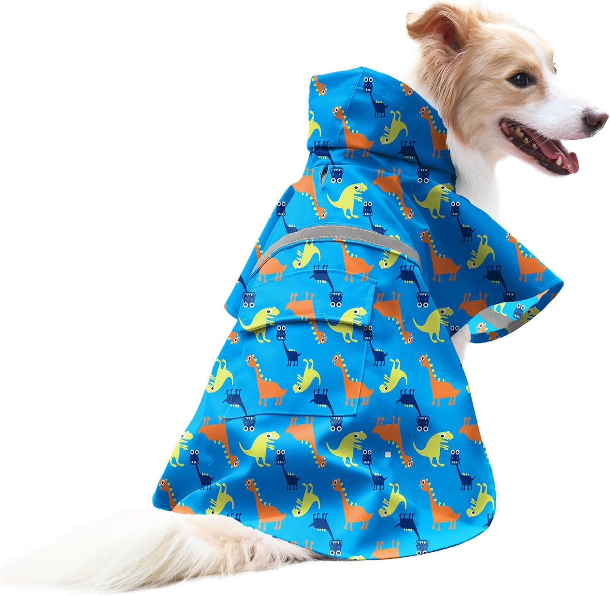 NACOCO Large Dog Raincoat Adjustable Pet Water Proof Clothes Lightweight Rain Jacket Poncho Hoodies with Strip Reflective (XL, Yellow)