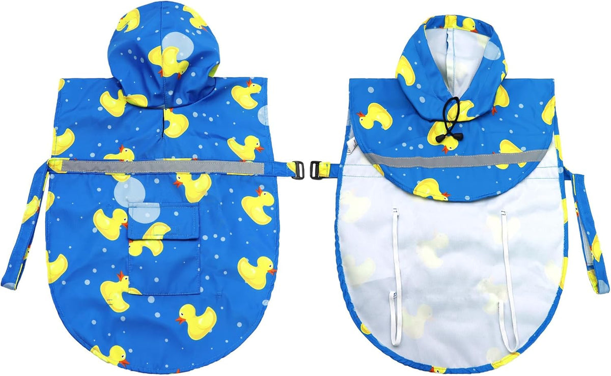 NACOCO Large Dog Raincoat Adjustable Pet Water Proof Clothes Lightweight Rain Jacket Poncho Hoodies with Strip Reflective (XL, Yellow)