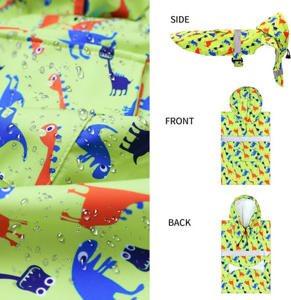 NACOCO Large Dog Raincoat Adjustable Pet Water Proof Clothes Lightweight Rain Jacket Poncho Hoodies with Strip Reflective (XL, Yellow)