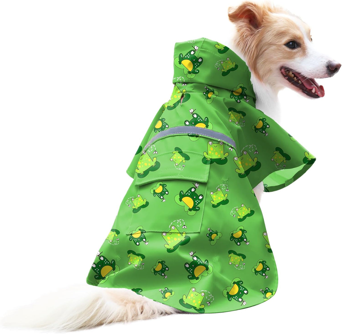 NACOCO Large Dog Raincoat Adjustable Pet Water Proof Clothes Lightweight Rain Jacket Poncho Hoodies with Strip Reflective (XL, Yellow)
