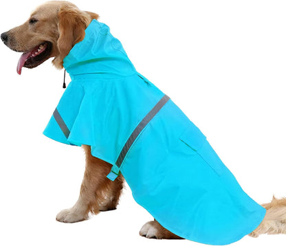 NACOCO Large Dog Raincoat Adjustable Pet Water Proof Clothes Lightweight Rain Jacket Poncho Hoodies with Strip Reflective (XL, Yellow)