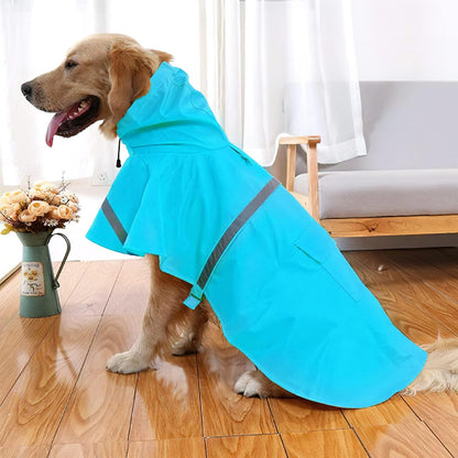 NACOCO Large Dog Raincoat Adjustable Pet Water Proof Clothes Lightweight Rain Jacket Poncho Hoodies with Strip Reflective (XL, Yellow)