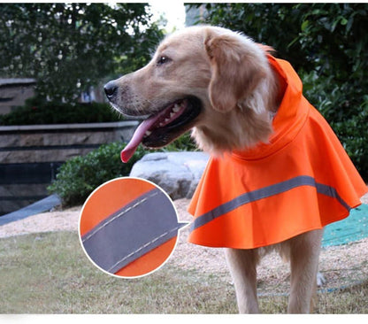 NACOCO Large Dog Raincoat Adjustable Pet Water Proof Clothes Lightweight Rain Jacket Poncho Hoodies with Strip Reflective (XL, Yellow)