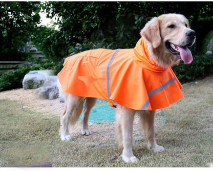 NACOCO Large Dog Raincoat Adjustable Pet Water Proof Clothes Lightweight Rain Jacket Poncho Hoodies with Strip Reflective (XL, Yellow)