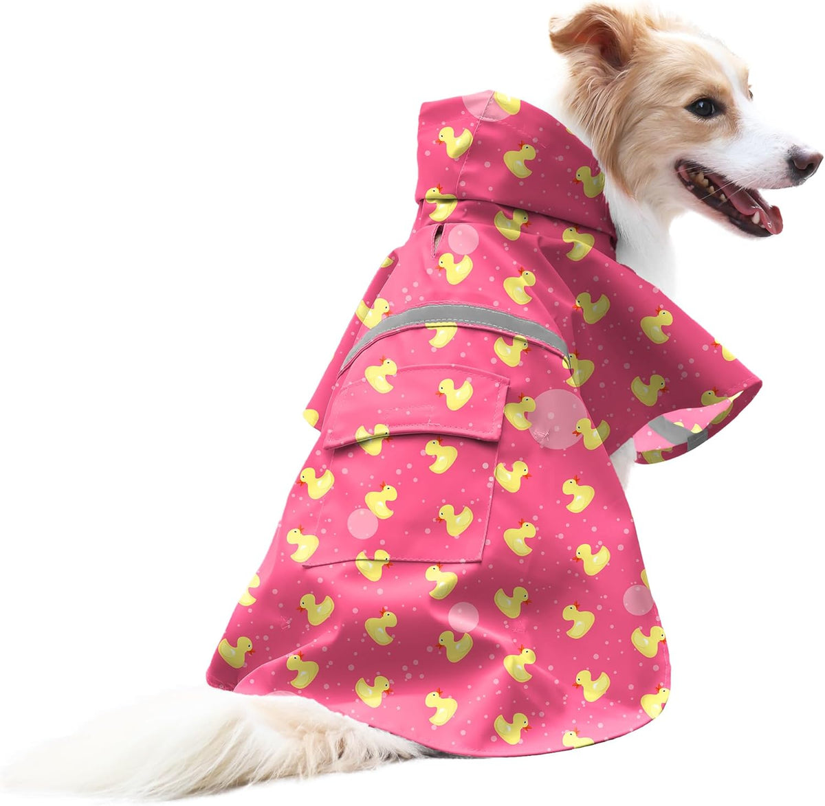 NACOCO Large Dog Raincoat Adjustable Pet Water Proof Clothes Lightweight Rain Jacket Poncho Hoodies with Strip Reflective (XL, Yellow)