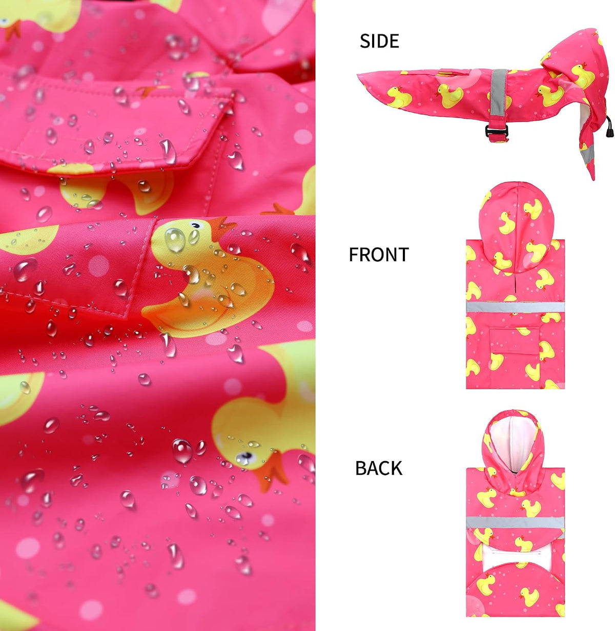 NACOCO Large Dog Raincoat Adjustable Pet Water Proof Clothes Lightweight Rain Jacket Poncho Hoodies with Strip Reflective (XL, Yellow)