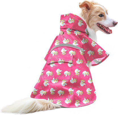 NACOCO Large Dog Raincoat Adjustable Pet Water Proof Clothes Lightweight Rain Jacket Poncho Hoodies with Strip Reflective (XL, Yellow)