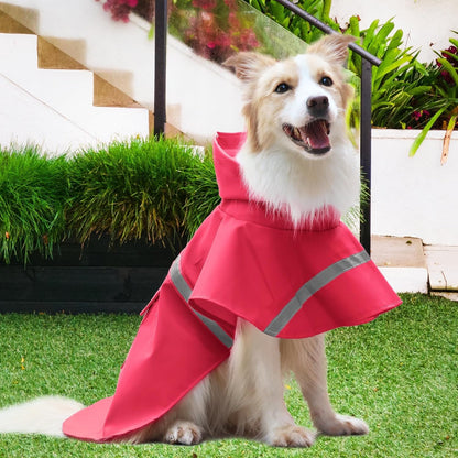 NACOCO Large Dog Raincoat Adjustable Pet Water Proof Clothes Lightweight Rain Jacket Poncho Hoodies with Strip Reflective (XL, Yellow)