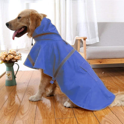 NACOCO Large Dog Raincoat Adjustable Pet Water Proof Clothes Lightweight Rain Jacket Poncho Hoodies with Strip Reflective (XL, Yellow)