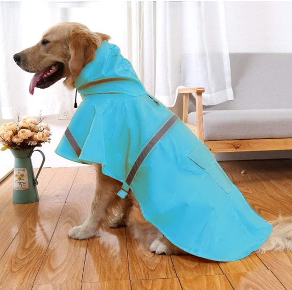 NACOCO Large Dog Raincoat Adjustable Pet Water Proof Clothes Lightweight Rain Jacket Poncho Hoodies with Strip Reflective (XL, Yellow)