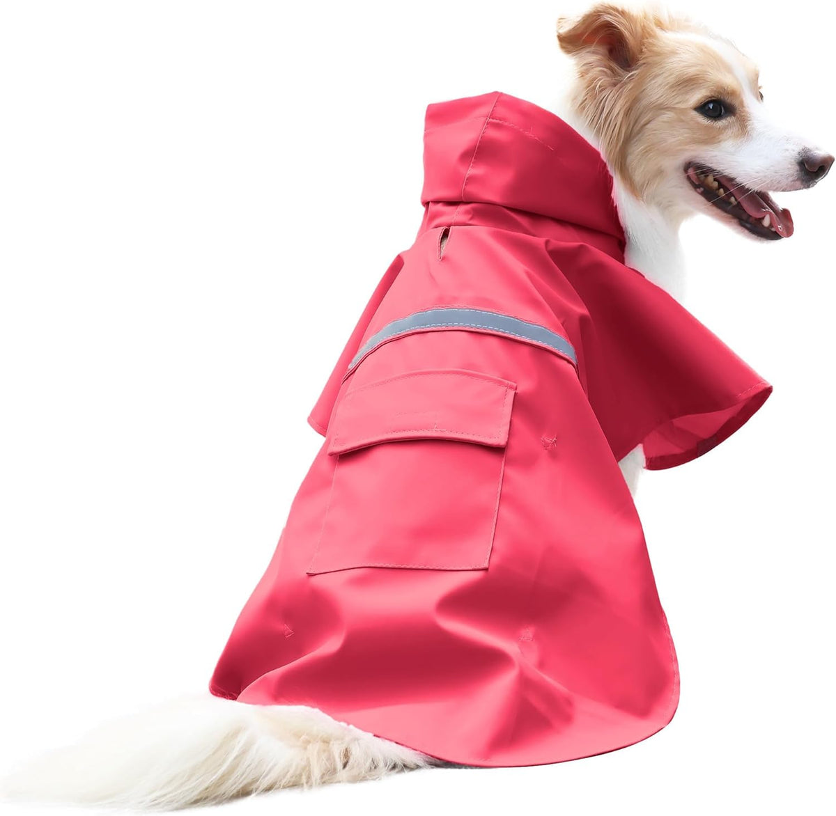 NACOCO Large Dog Raincoat Adjustable Pet Water Proof Clothes Lightweight Rain Jacket Poncho Hoodies with Strip Reflective (XL, Yellow)