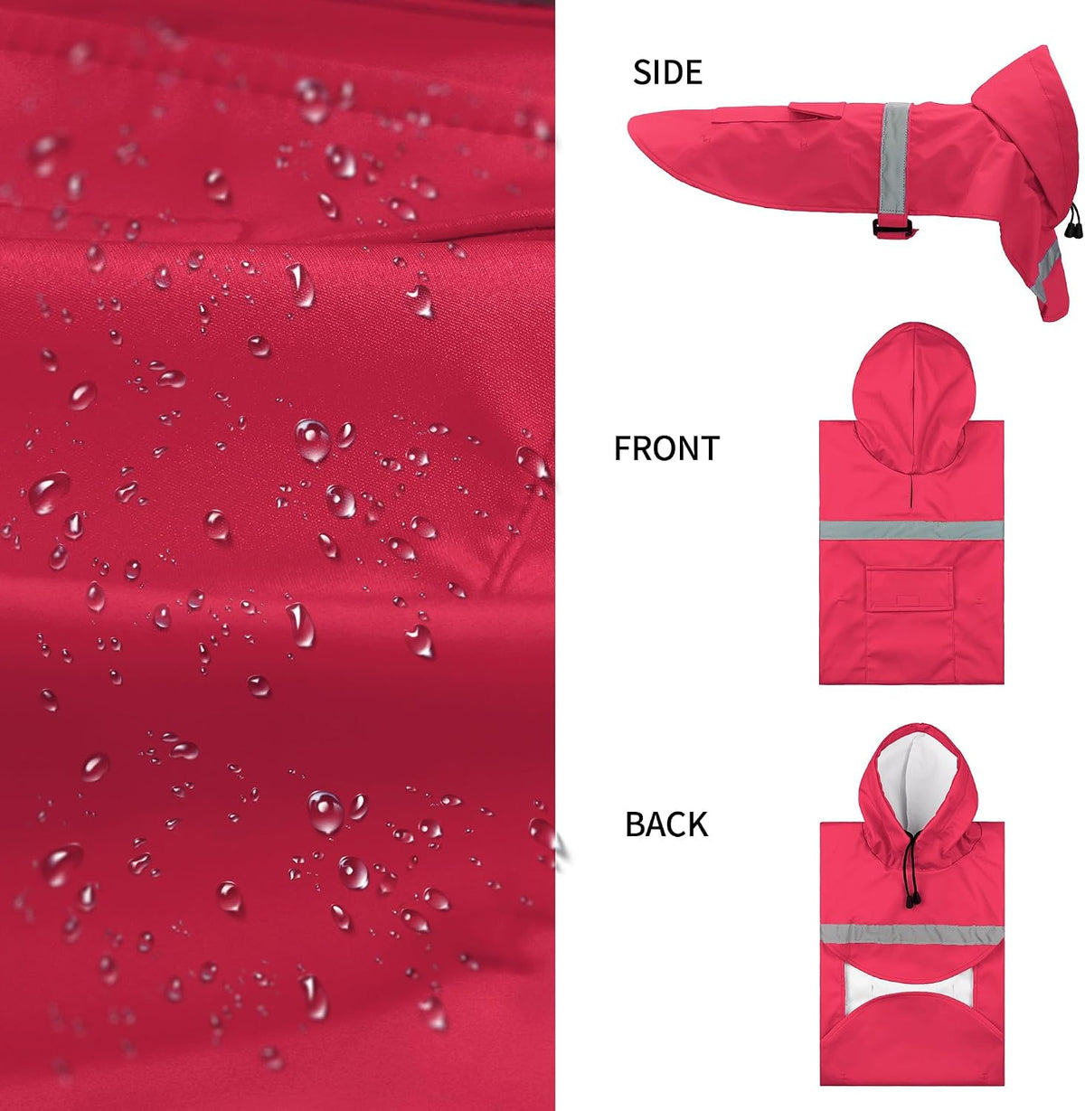 NACOCO Large Dog Raincoat Adjustable Pet Water Proof Clothes Lightweight Rain Jacket Poncho Hoodies with Strip Reflective (XL, Yellow)
