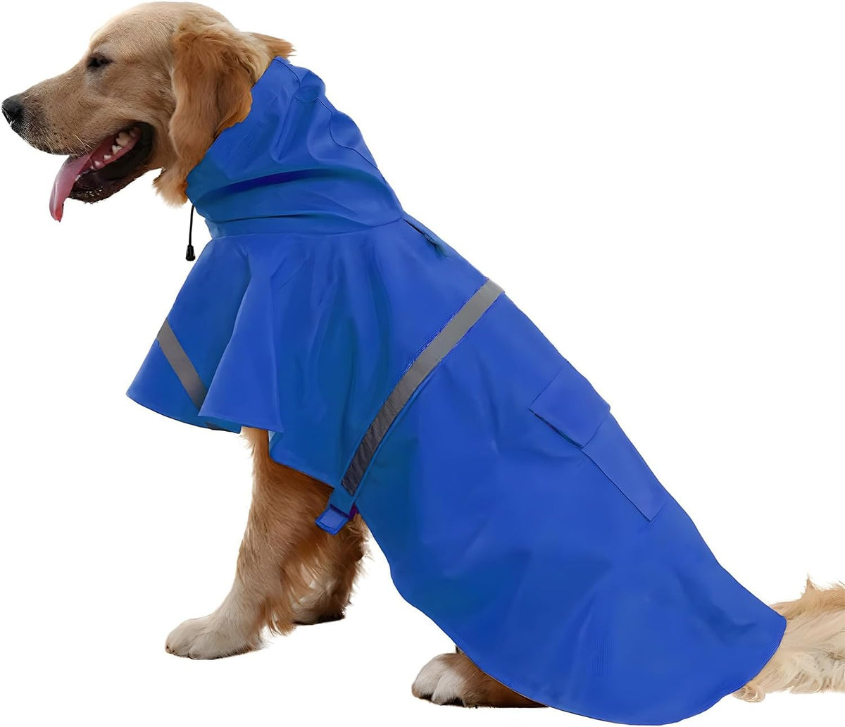 NACOCO Large Dog Raincoat Adjustable Pet Water Proof Clothes Lightweight Rain Jacket Poncho Hoodies with Strip Reflective (XL, Yellow)