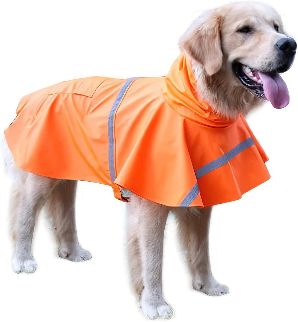 NACOCO Large Dog Raincoat Adjustable Pet Water Proof Clothes Lightweight Rain Jacket Poncho Hoodies with Strip Reflective (XL, Yellow)