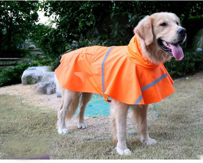 NACOCO Large Dog Raincoat Adjustable Pet Water Proof Clothes Lightweight Rain Jacket Poncho Hoodies with Strip Reflective (XL, Yellow)