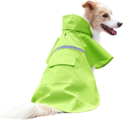 NACOCO Large Dog Raincoat Adjustable Pet Water Proof Clothes Lightweight Rain Jacket Poncho Hoodies with Strip Reflective (XL, Yellow)