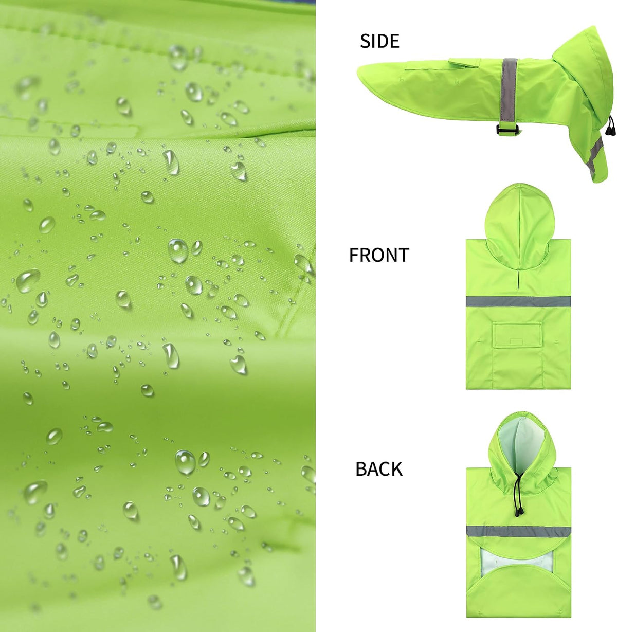 NACOCO Large Dog Raincoat Adjustable Pet Water Proof Clothes Lightweight Rain Jacket Poncho Hoodies with Strip Reflective (XL, Yellow)