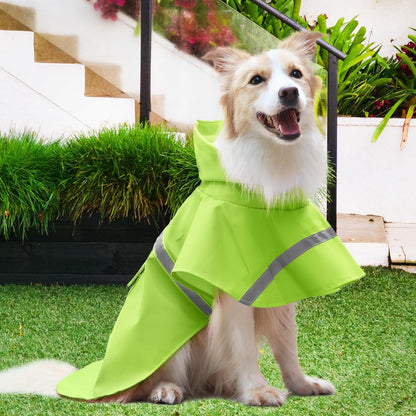 NACOCO Large Dog Raincoat Adjustable Pet Water Proof Clothes Lightweight Rain Jacket Poncho Hoodies with Strip Reflective (XL, Yellow)