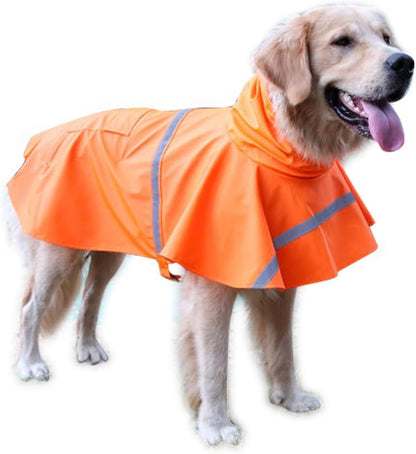 NACOCO Large Dog Raincoat Adjustable Pet Water Proof Clothes Lightweight Rain Jacket Poncho Hoodies with Strip Reflective (XL, Yellow)