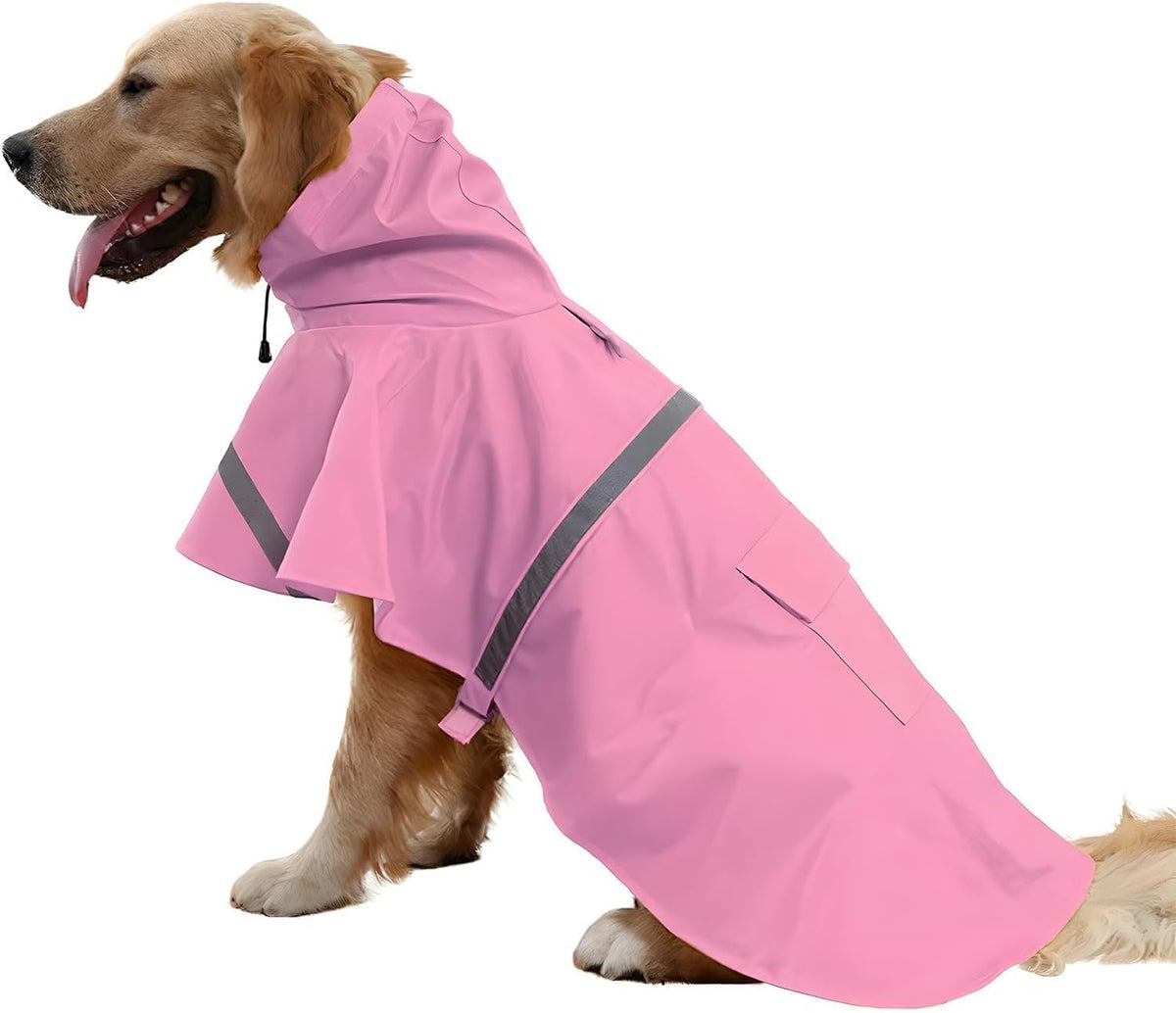 NACOCO Large Dog Raincoat Adjustable Pet Water Proof Clothes Lightweight Rain Jacket Poncho Hoodies with Strip Reflective (XL, Yellow)