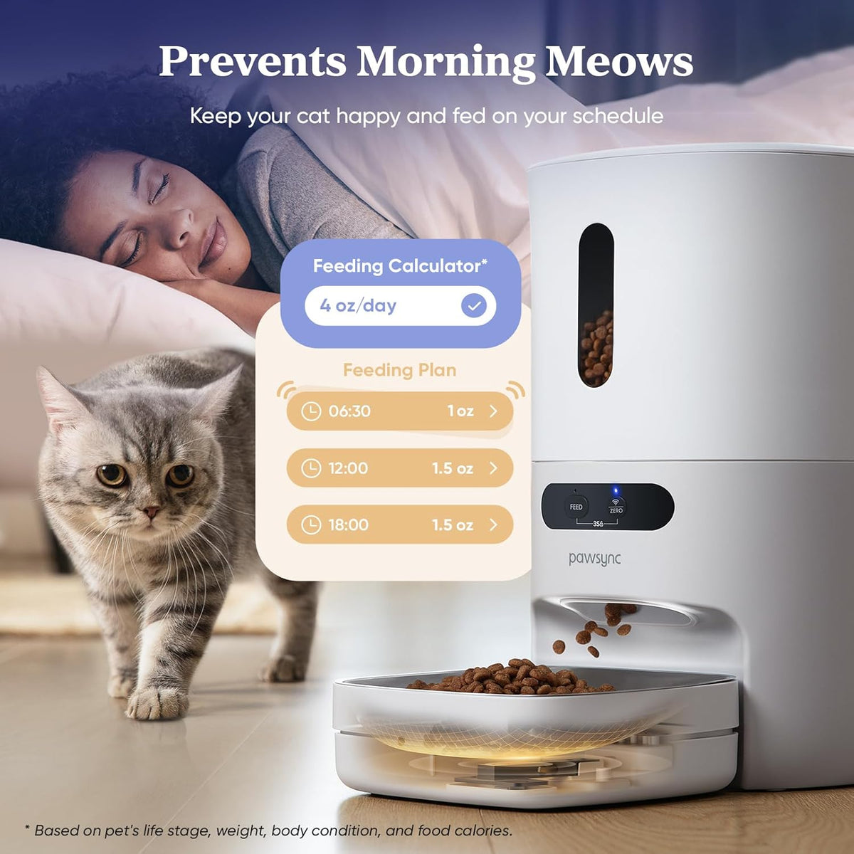 Automatic Cat Feeder, WiFi & Smart Scale, Remote Feeding