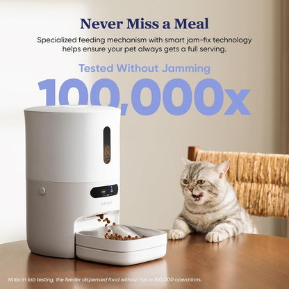 Automatic Cat Feeder, WiFi & Smart Scale, Remote Feeding