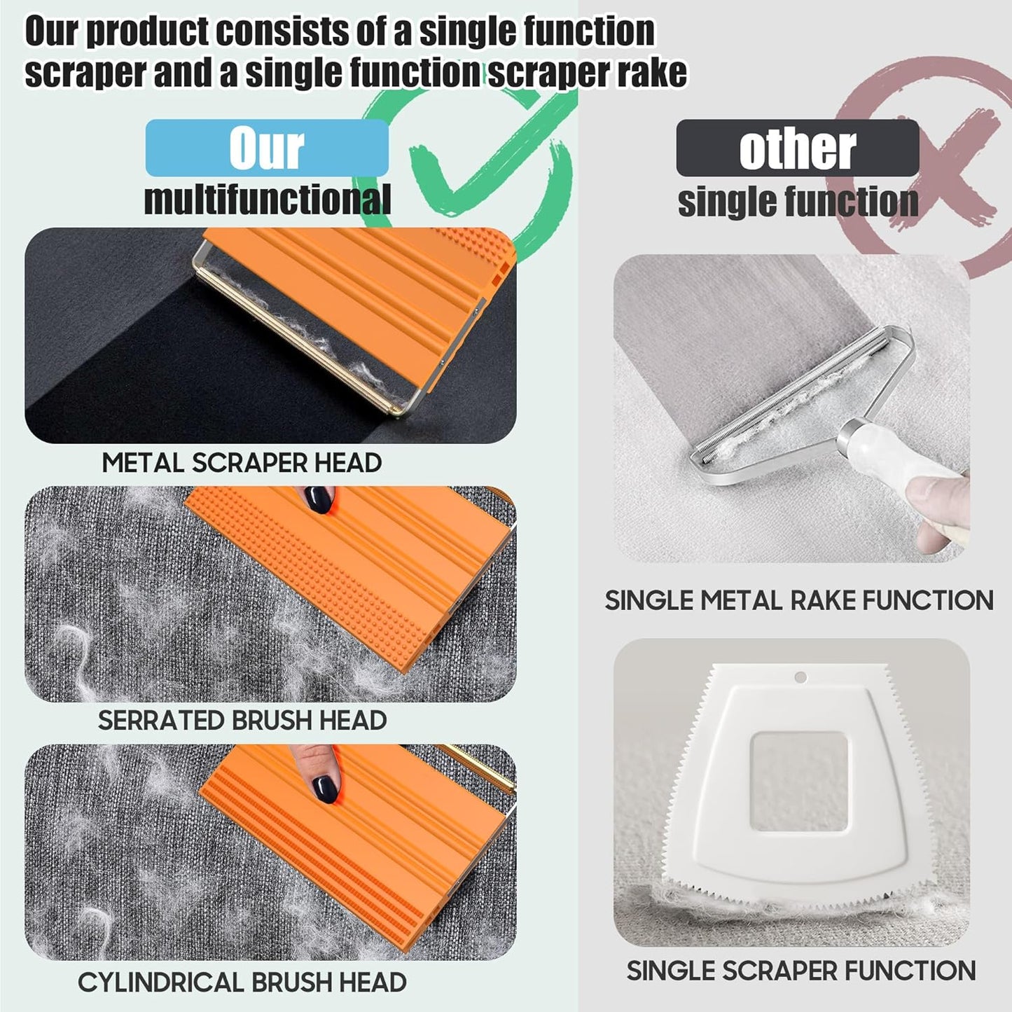 Mini Pet Hair Remover – 2025 Reusable Carpet Rake & Fur Scraper for Furniture, Car Interior, Hair Remover Brush for Bed, Couch, Home Surfaces Pink