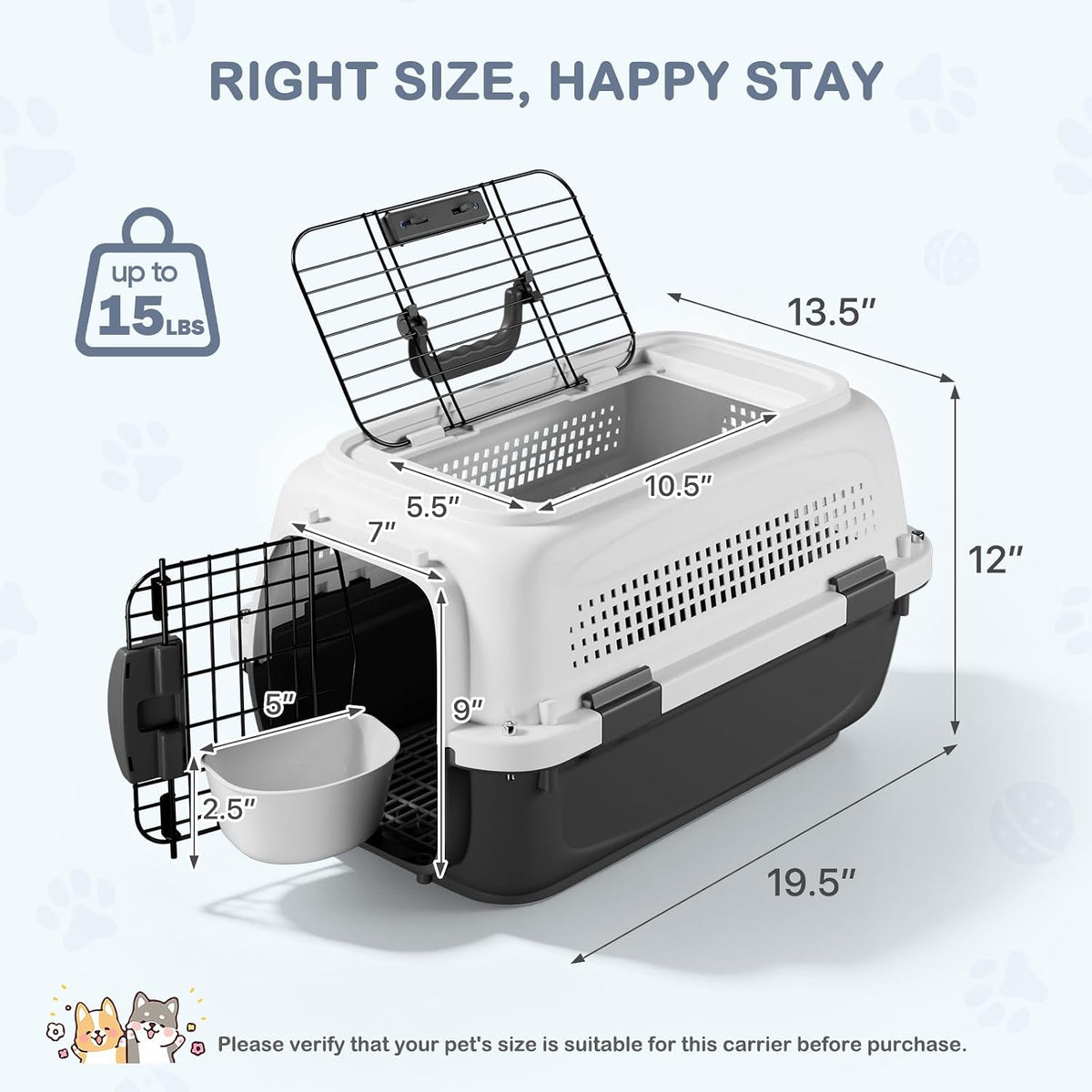 19.5" Hard Shell Cat Carrier, Pet Carrier for Small Dogs & Cats