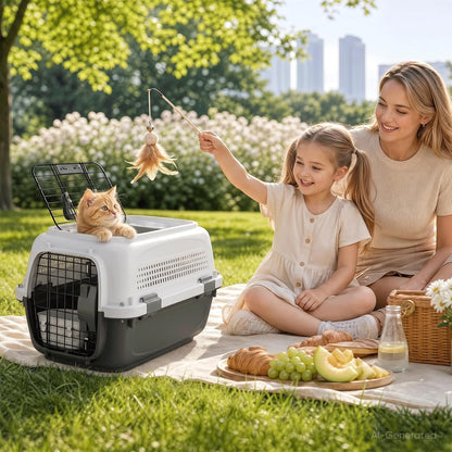 19.5" Hard Shell Cat Carrier, Pet Carrier for Small Dogs & Cats