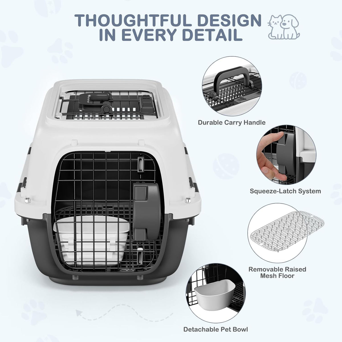 19.5" Hard Shell Cat Carrier, Pet Carrier for Small Dogs & Cats