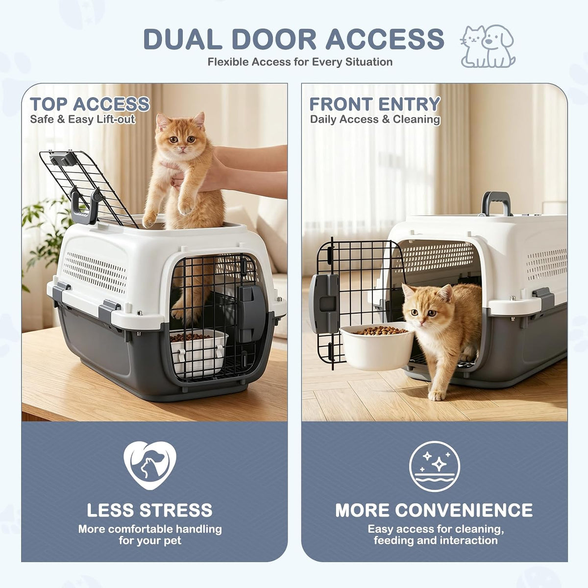 19.5" Hard Shell Cat Carrier, Pet Carrier for Small Dogs & Cats