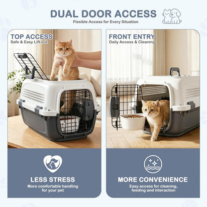 19.5" Hard Shell Cat Carrier, Pet Carrier for Small Dogs & Cats